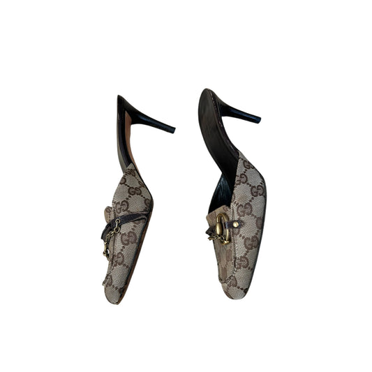 Vintage rare Gucci by Tom Ford monogram horse-bit mule heels / IT36.5
