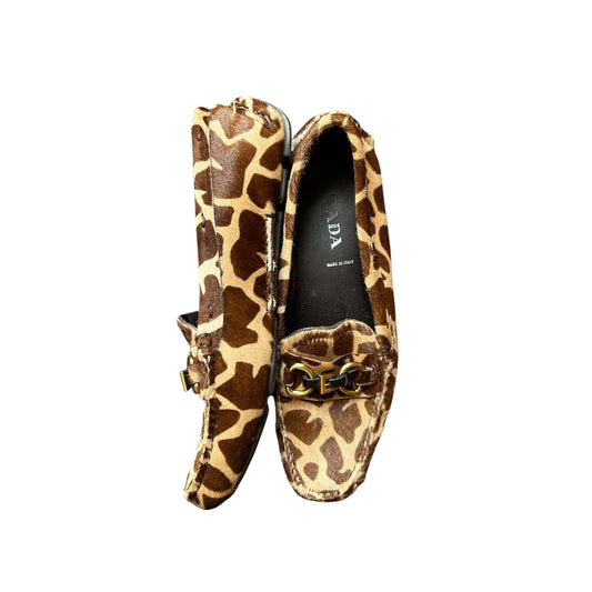 Vintage rare Prada pony hair leo print loafers / 36.5