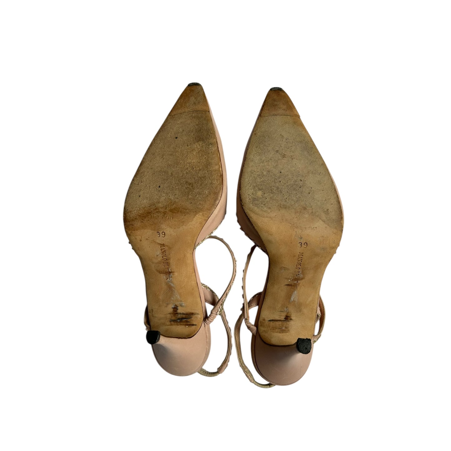 Vintage Manolo Blahnik rose embroidered floral pattern slingback heels / 39