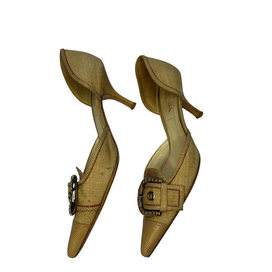 Vintage Prada python skin canvas beige pumps / 39