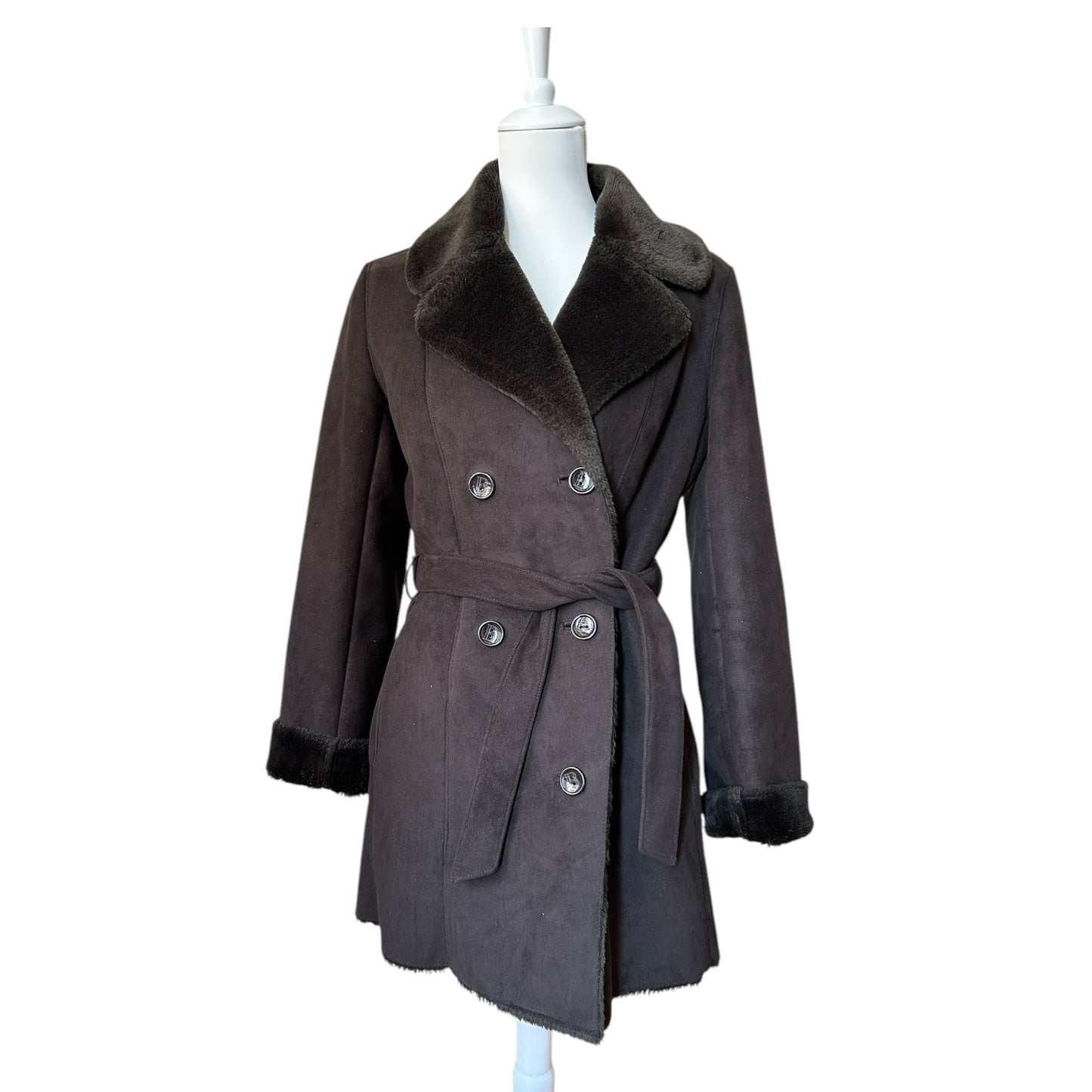 Vintage Balmain faux fur brown coat/ IT40 / S