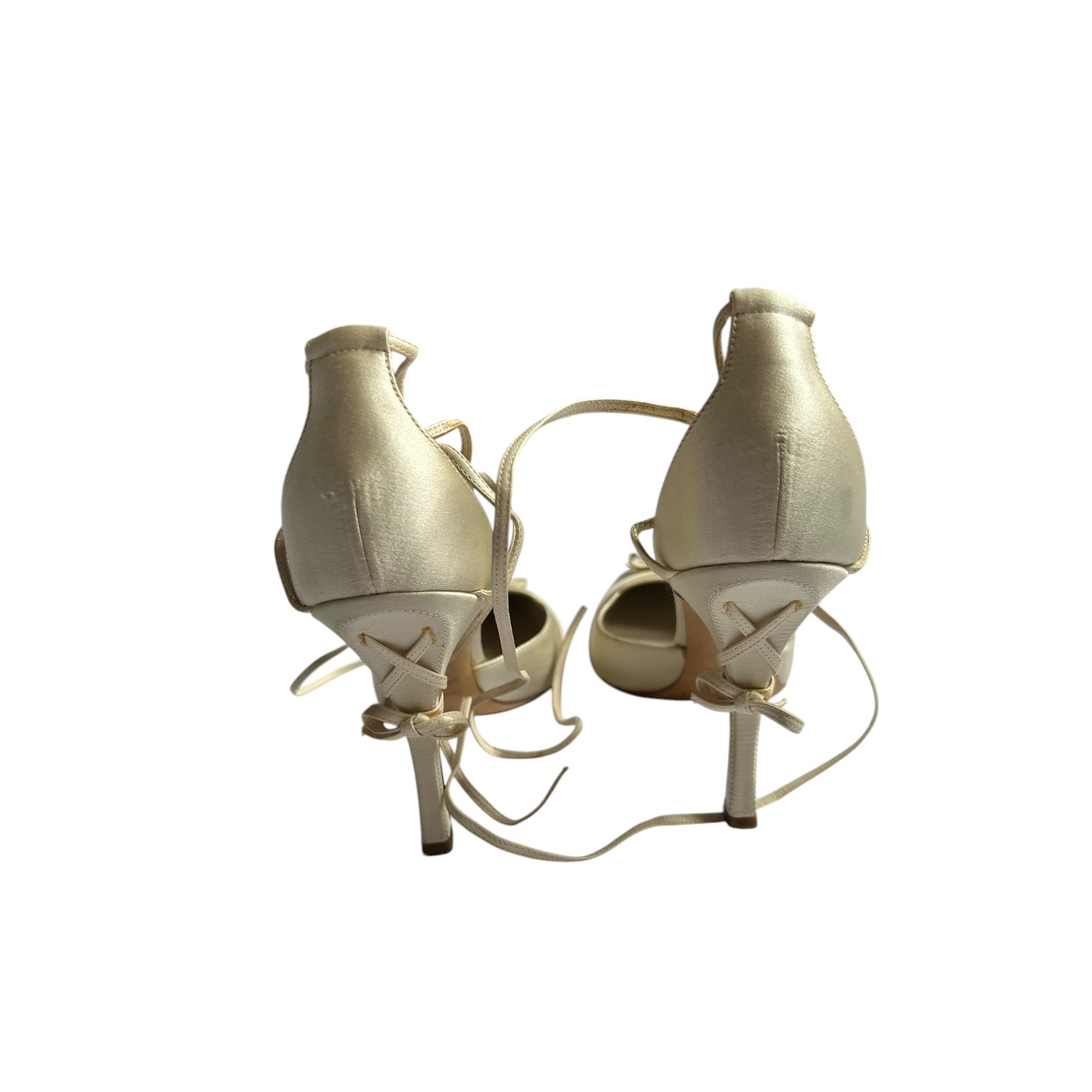 Vintage Dior pearl satin wrap around heels / 40