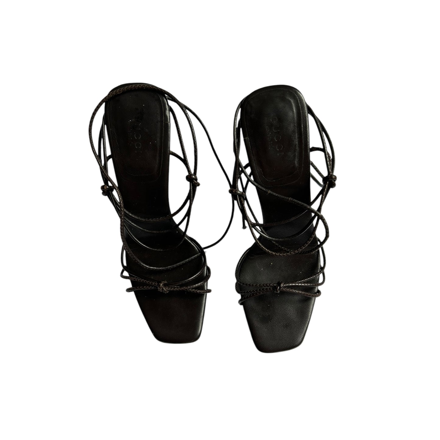 Vintage Gucci by Tom Ford bamboo brown wrap around heels / 38