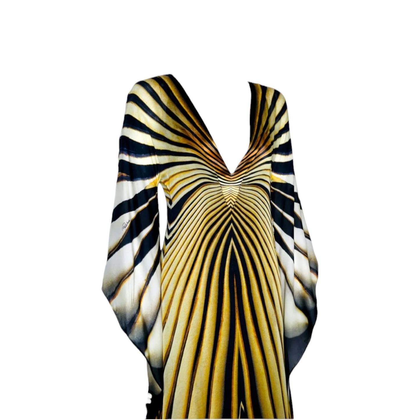 Vintage 2007 S/S ROBERTO CAVALLI SILK
BUTTERFLY GOWN LOOK #44