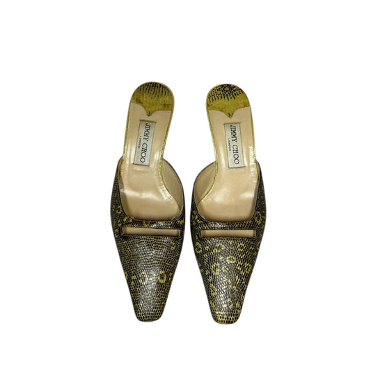 Vintage Jimmy Choo croc animal print mule heels / 37