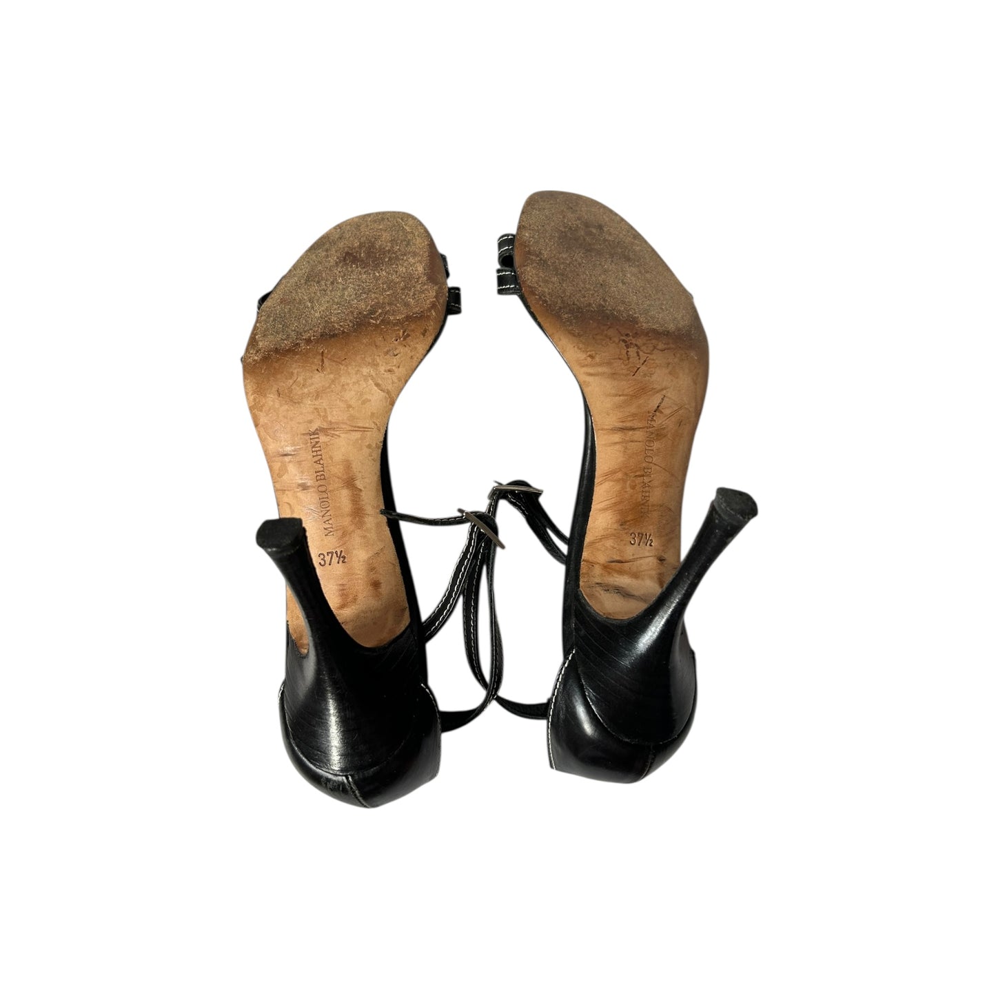 Vintage Manolo Blahnik double strap buckle heels / 37.5