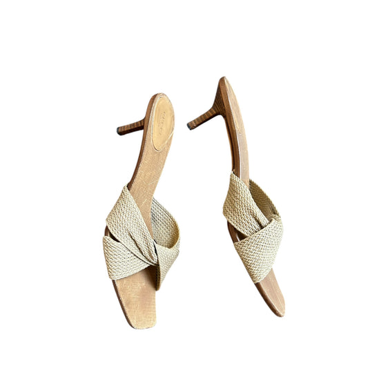 Vintage Gucci by Tom Ford beige cloth mule heels/ 41