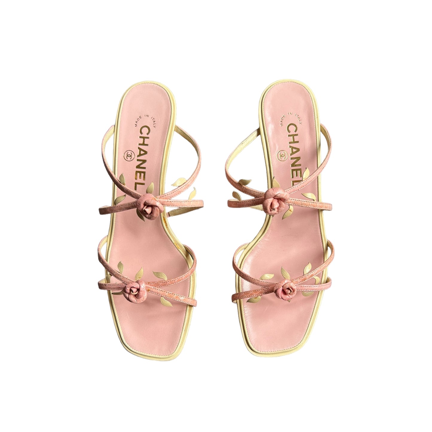 Vintage Chanel pink rosebud sandals by Karl Lagerfeld /37