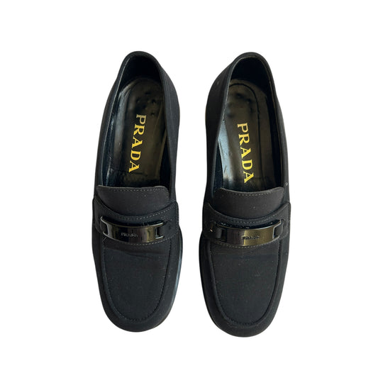 Vintage Prada black logo loafer / 36.5