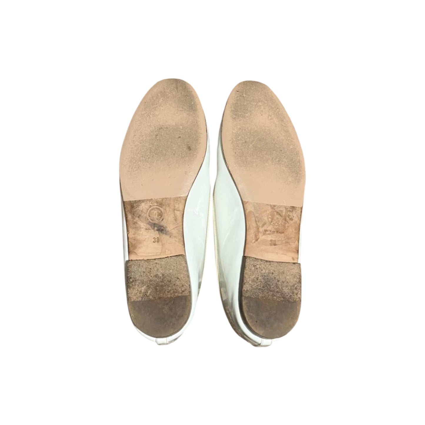 Vintage white leather Chanel CC ballet flats / 38