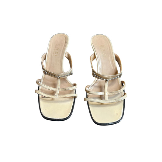 Vintage Gucci by Tom Ford ivory horse-bit mule heels /