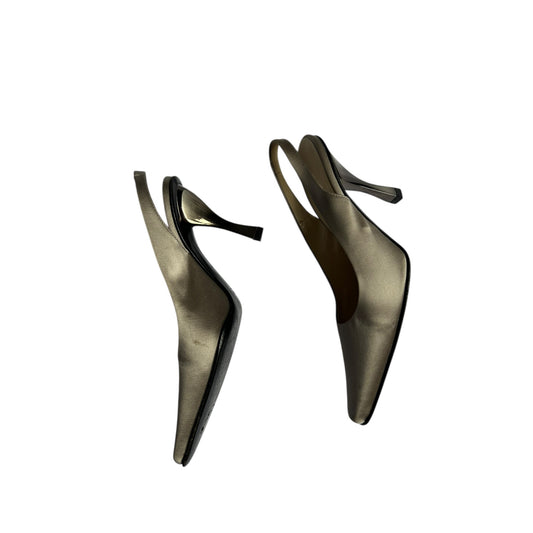 Vintage Prada satin gray sling back heels / 36.5