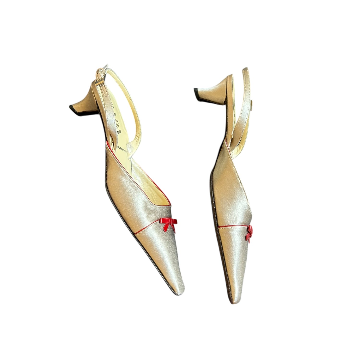 Vintage Prada satin bow tie slingback kitten heels/ 35