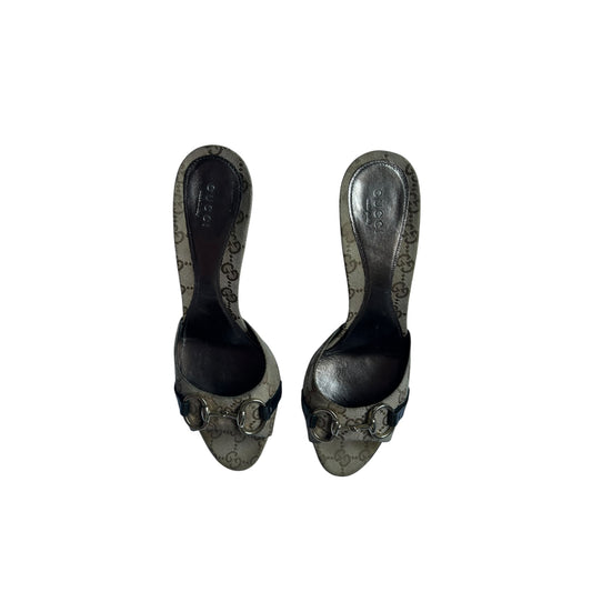 Vintage Gucci by Tom Ford monogram GG horse-bit mule heels / 41