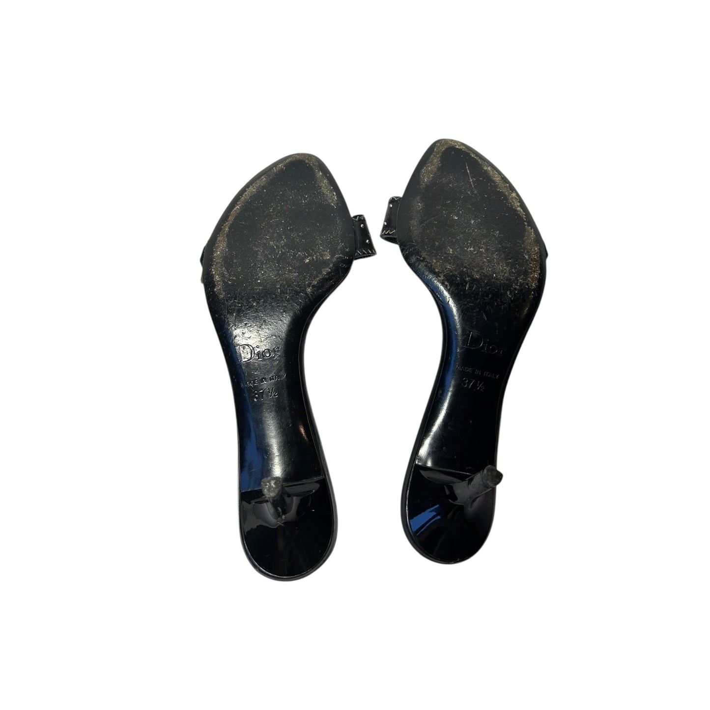 Vintage Dior by John Galliano black leather buckle mule heels / 37.5