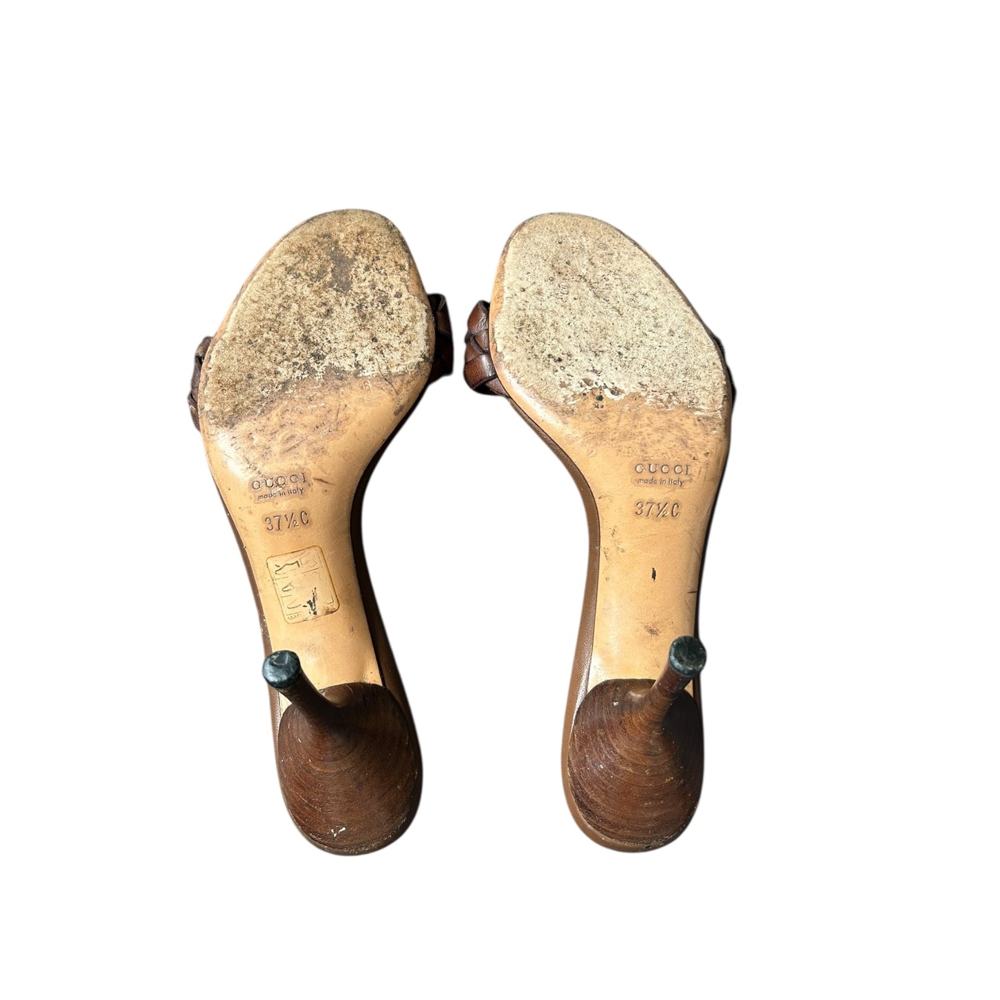 Vintage Gucci 90s brown leather mules / 37.5