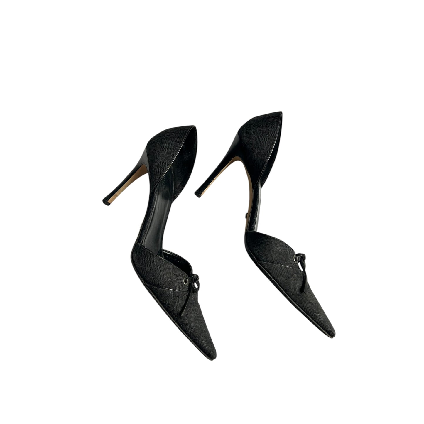Vintage Gucci by Tom Ford black monogram cloth heels / IT 37.5