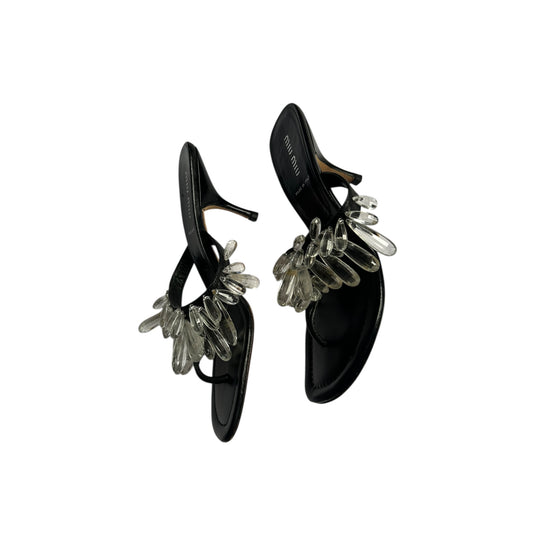 Vintage rare Miu Miu crystal thong sandals / 36