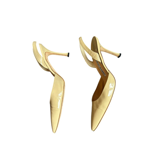 Vintage Manolo Blahnik beige leather Carolyn slingback heels/ 40