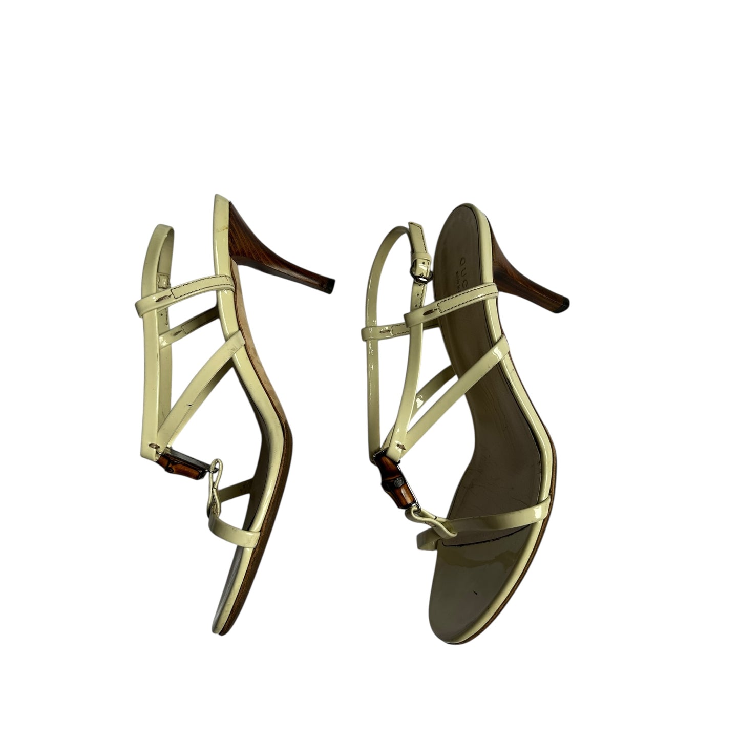 Gucci by Tom Ford cream bamboo sandal heels / 38.5