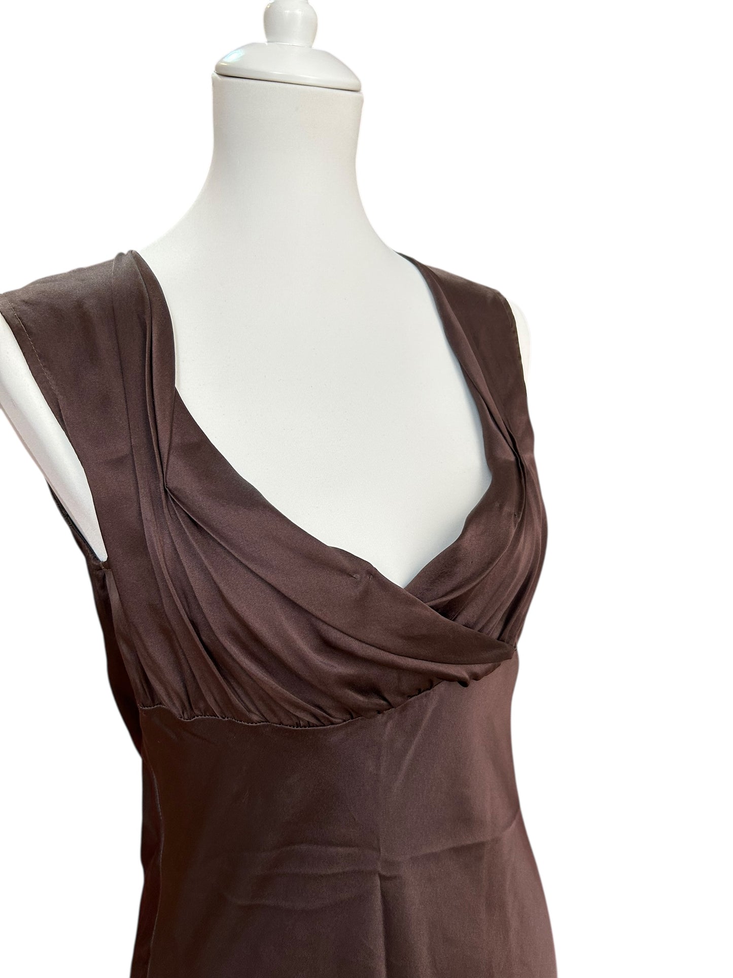 Vintage pure silk brown sequined dress / S