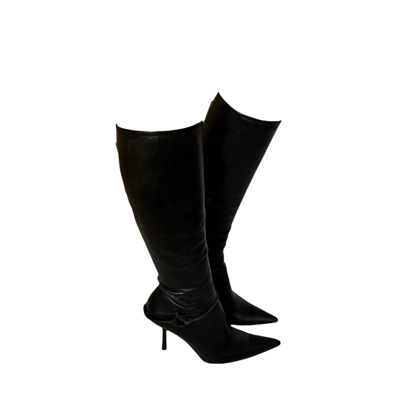 Vintage Gucci by Tom Ford black leather knee high horse bit boots / 39