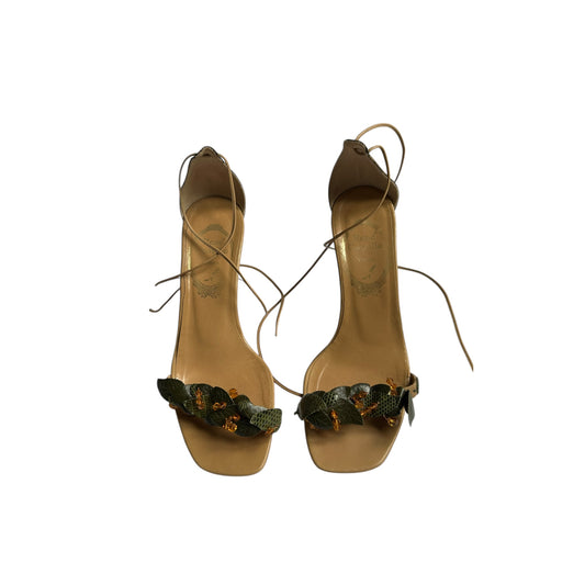 Vintage Rene Caovilla floral leaf wrap around croc heels / 36