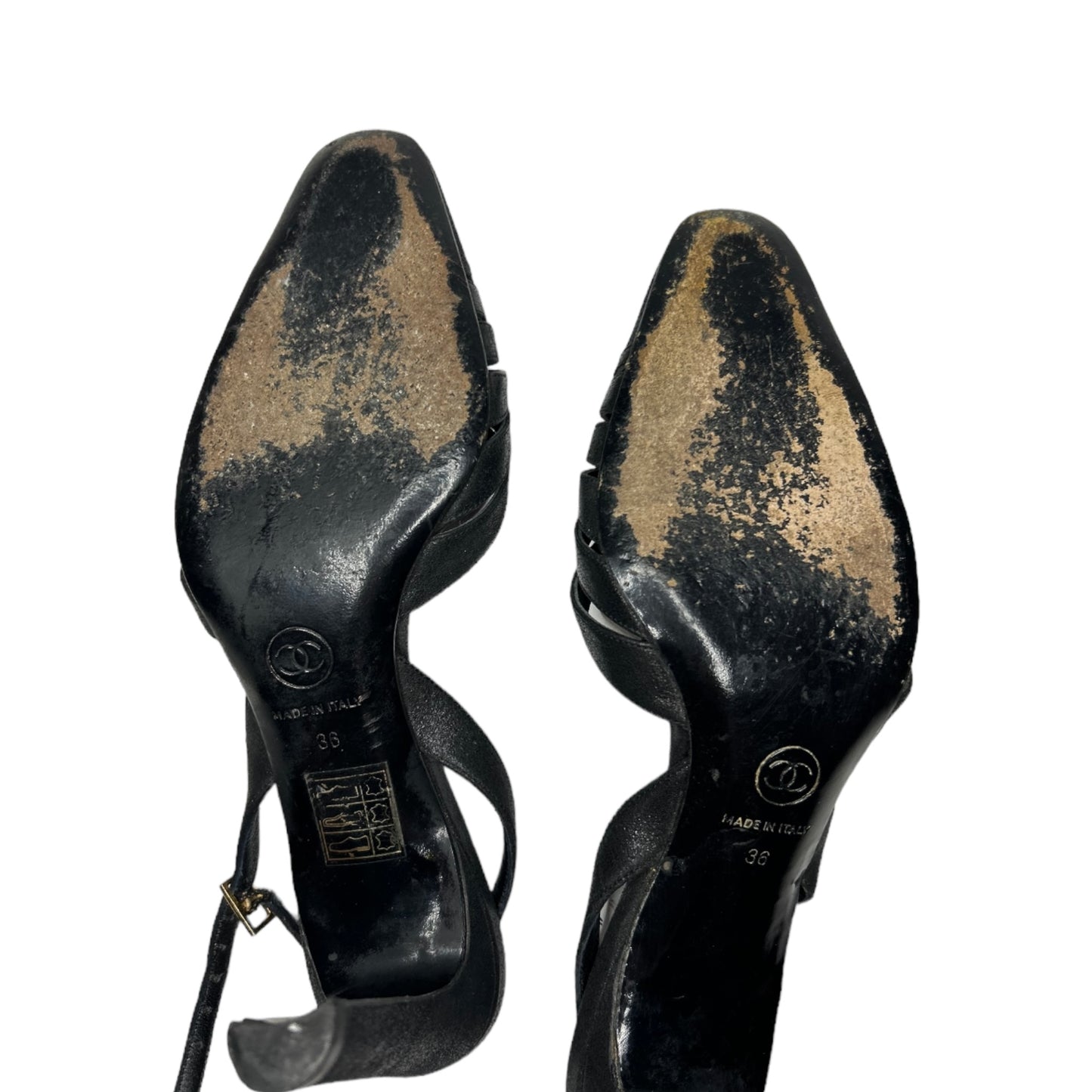 Vintage Chanel CC logo sling back heels by Karl Lagerfeld /36