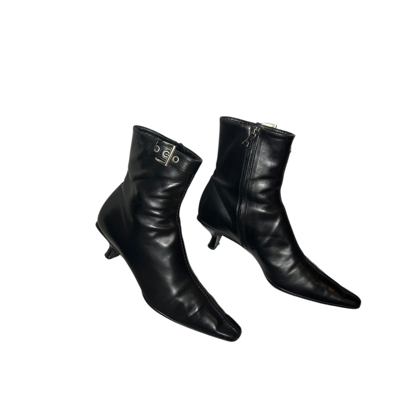 Vintage Prada black leather ankle boots / 39