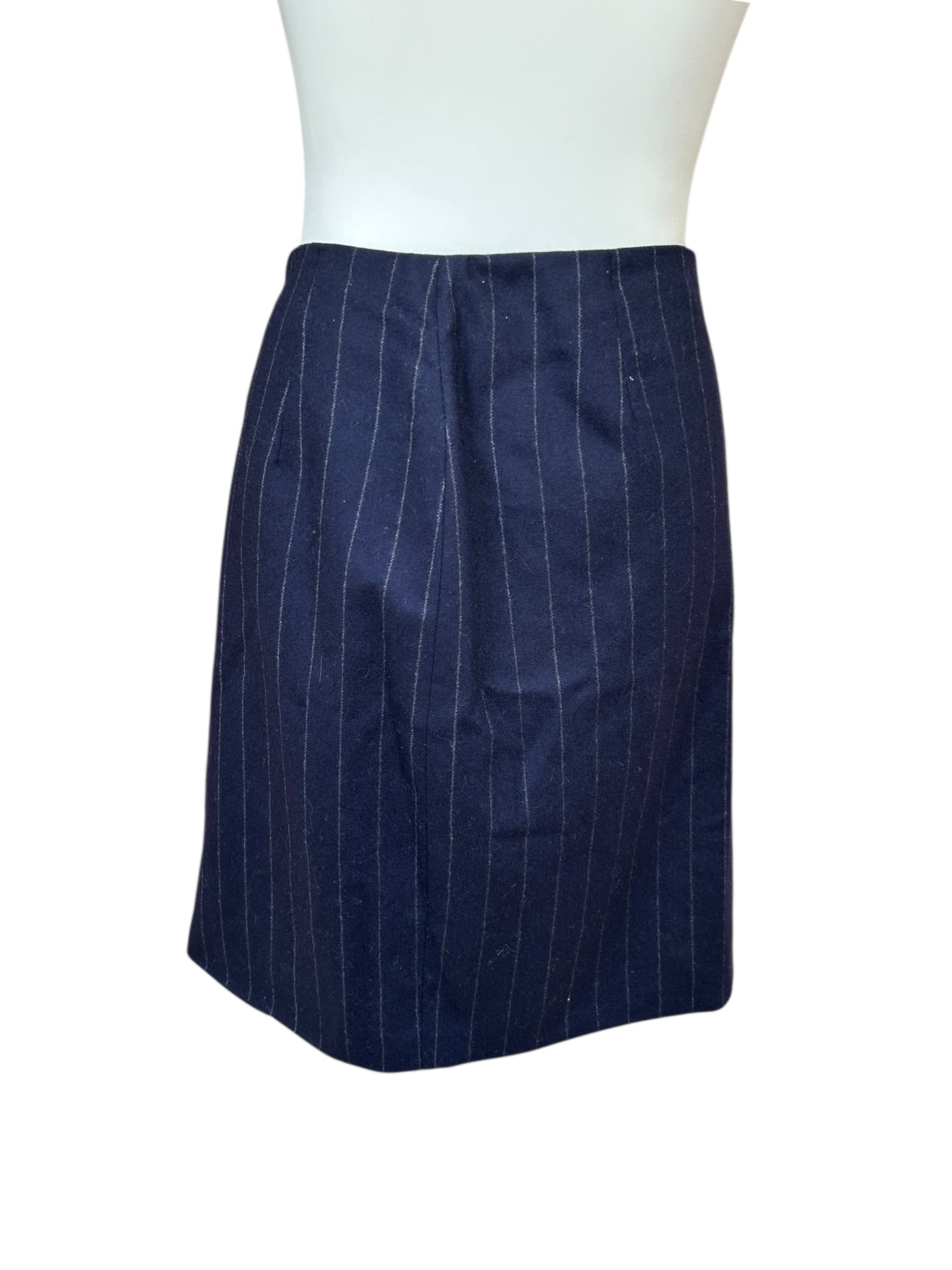 Vintage Ralph Lauren purple label 90s wool navy pinstriped skirt / S