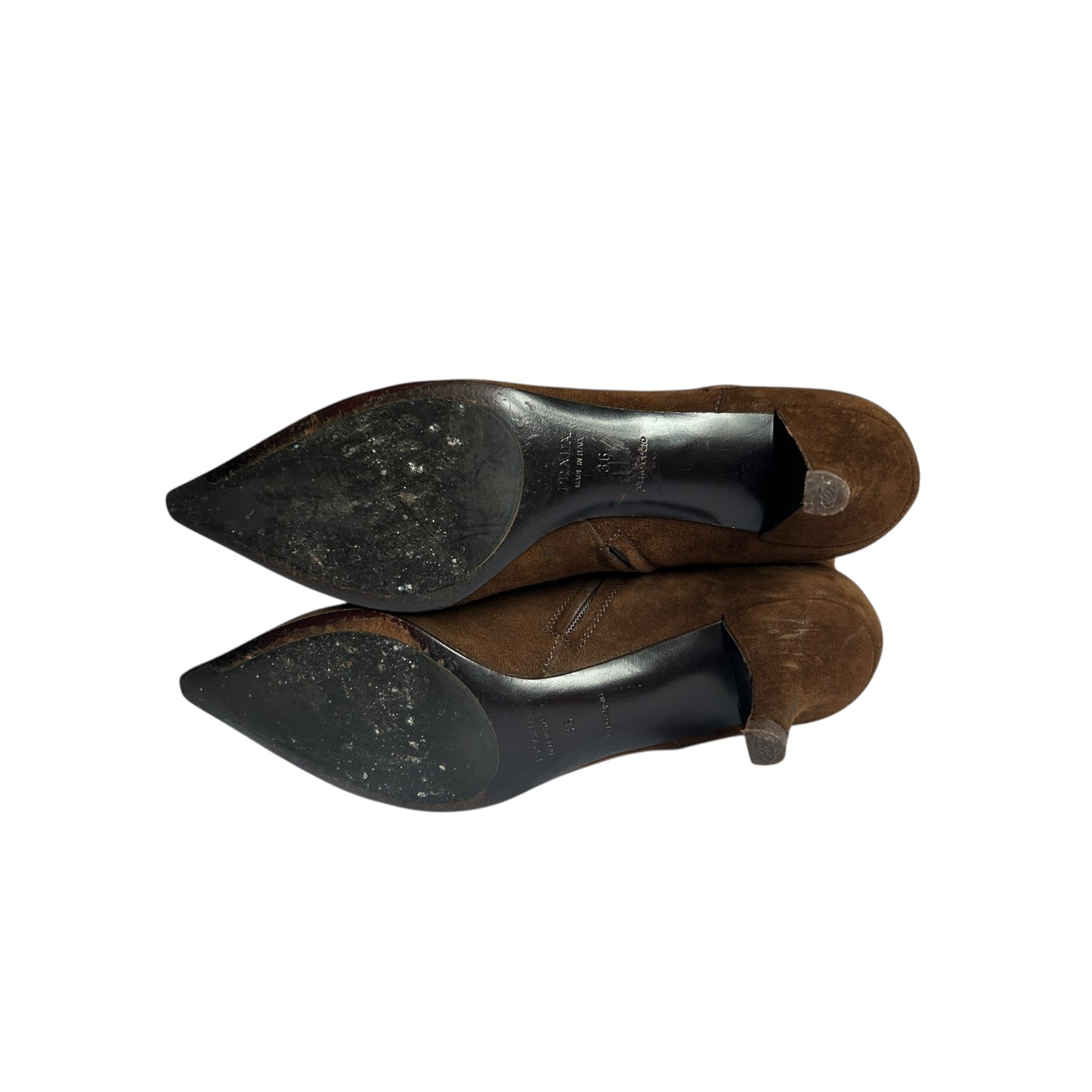 Vintage Prada brown suede bow tie ankle boots / 36