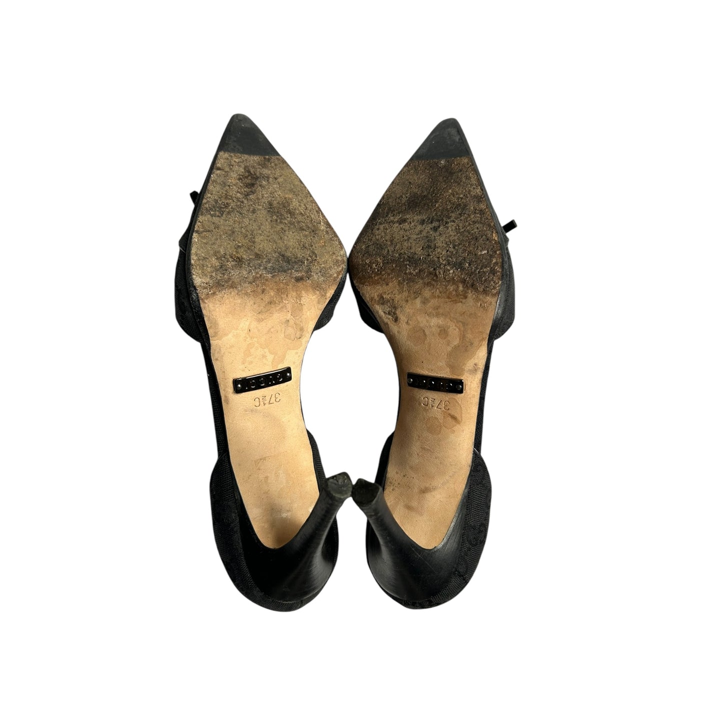 Vintage Gucci by Tom Ford black monogram cloth heels / IT 37.5