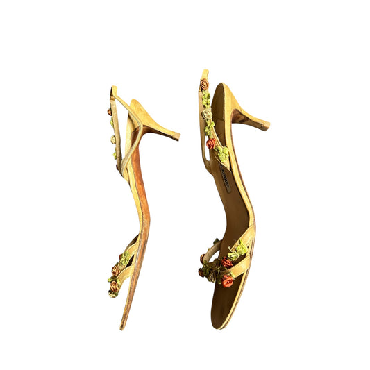 Vintage Manolo Blahnik floral sandals / 40.5