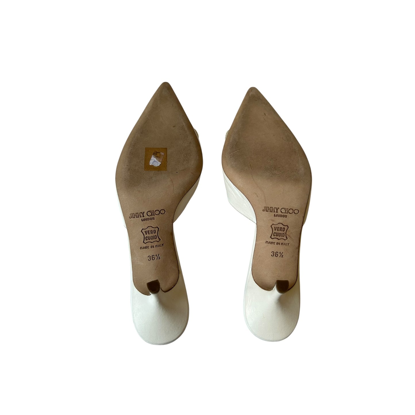 Vintage Jimmy Choo white leather mule heels / 36.5