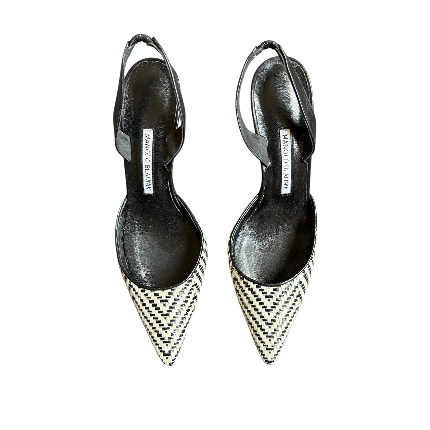 Vintage Manolo Blahnik black&white slingback patterned heels / 39
