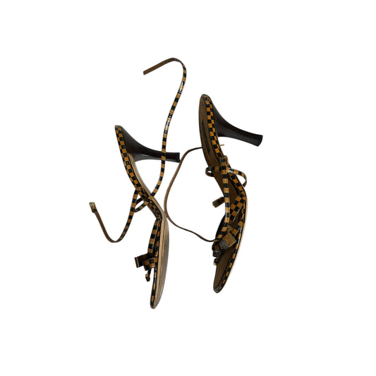 Vintage Louis Vuitton Damier checkered black brown sandal heels / 37