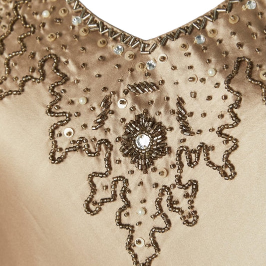 Vintage Versace beige silk beaded 90s dress