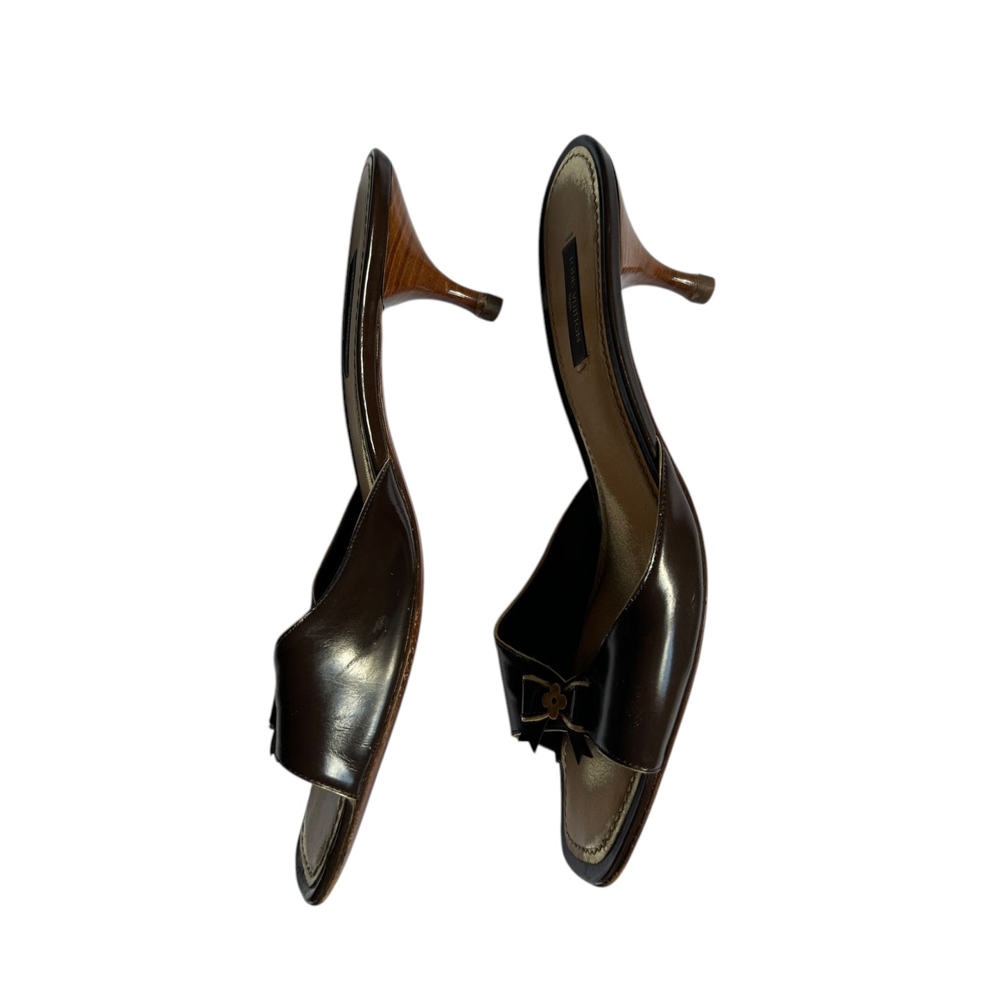 Vintage Louis Vuitton bow tie brown mules / 40