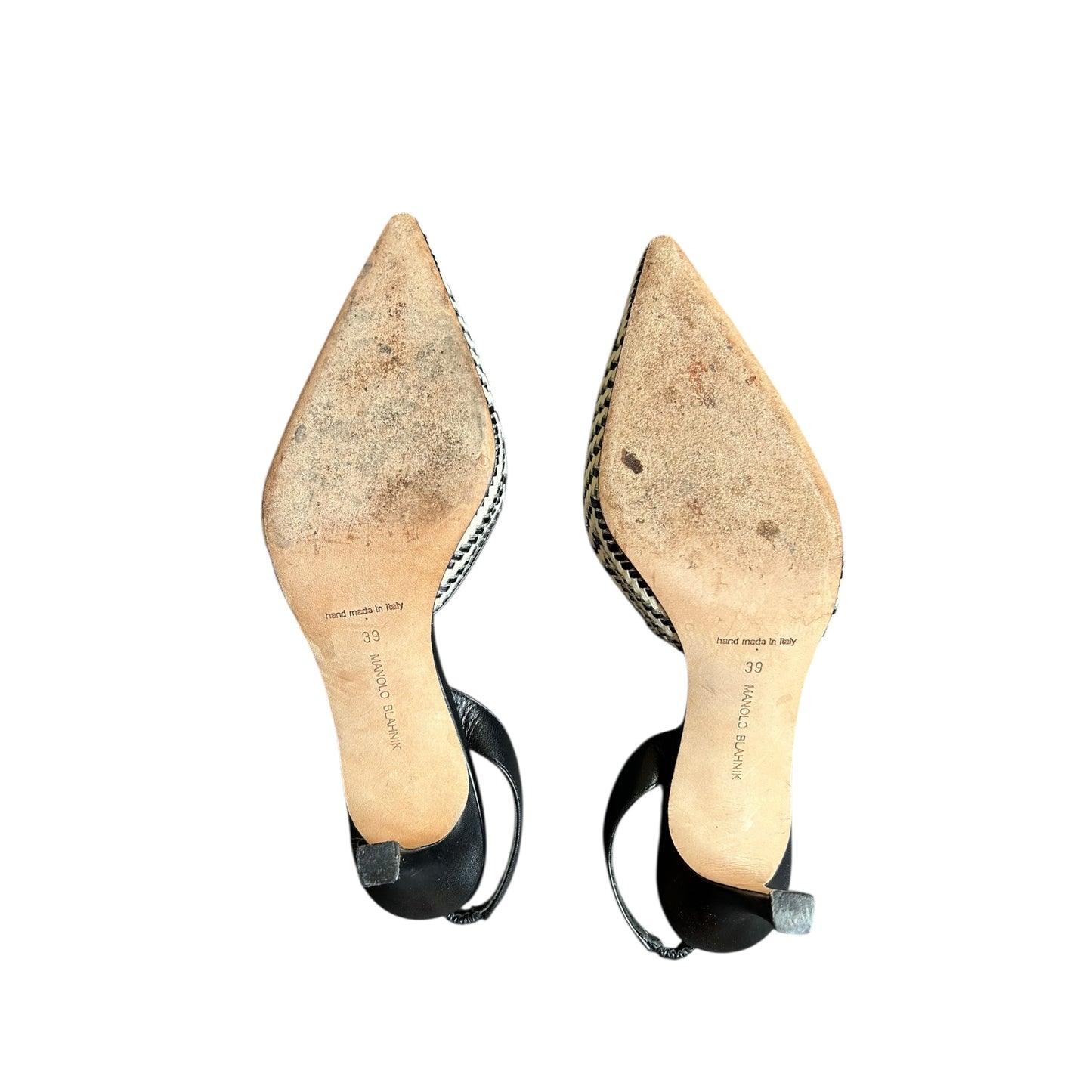 Vintage Manolo Blahnik black&white slingback patterned heels / 39