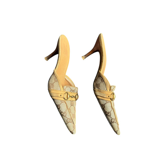 Vintage Gucci monogram horse-bit mules by Tom Ford / 36