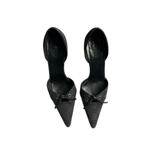 Vintage Gucci by Tom Ford black monogram cloth heels / IT 37.5
