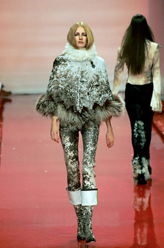 Vintage rare 1999 Roberto Cavalli Horse Print and Fur Runway Cardigan