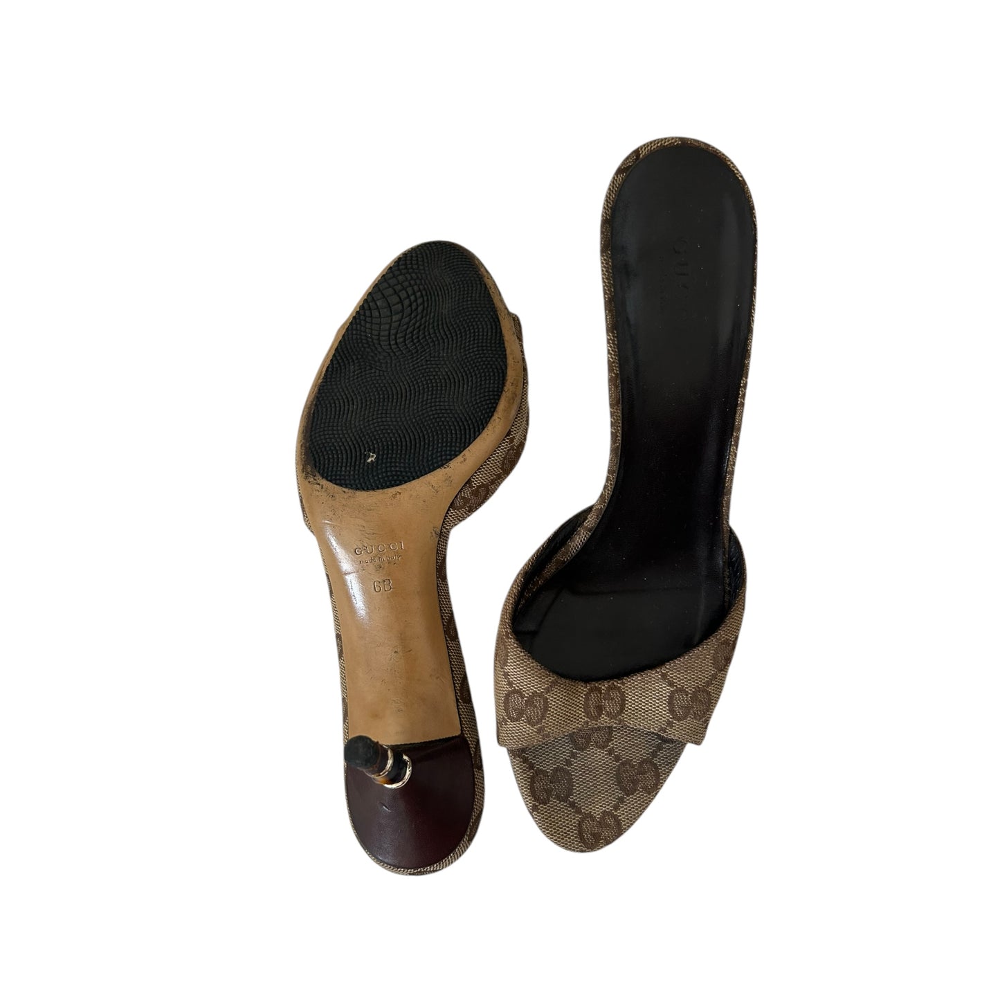 Vintage Gucci by Tom Ford monogram GG bamboo mule heels / 36