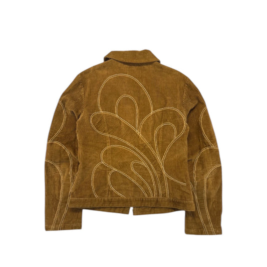 Vintage Dolce & Gabbana FW02 brown corduroy jacket with distinct white contrast stitching details