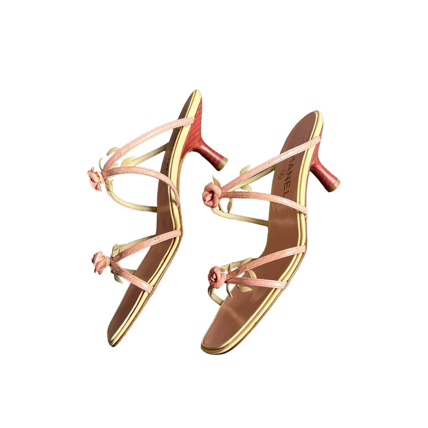 Vintage Chanel pink rosebud sandals by Karl Lagerfeld /37