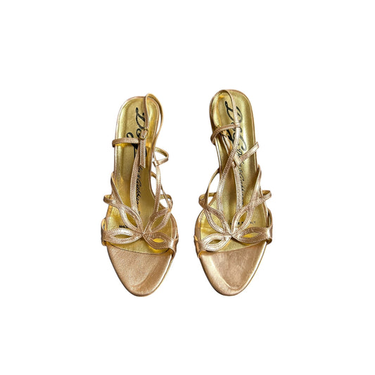Vintage Dolce&Gabbana rose gold metallic butterfly sandal heels/ 37