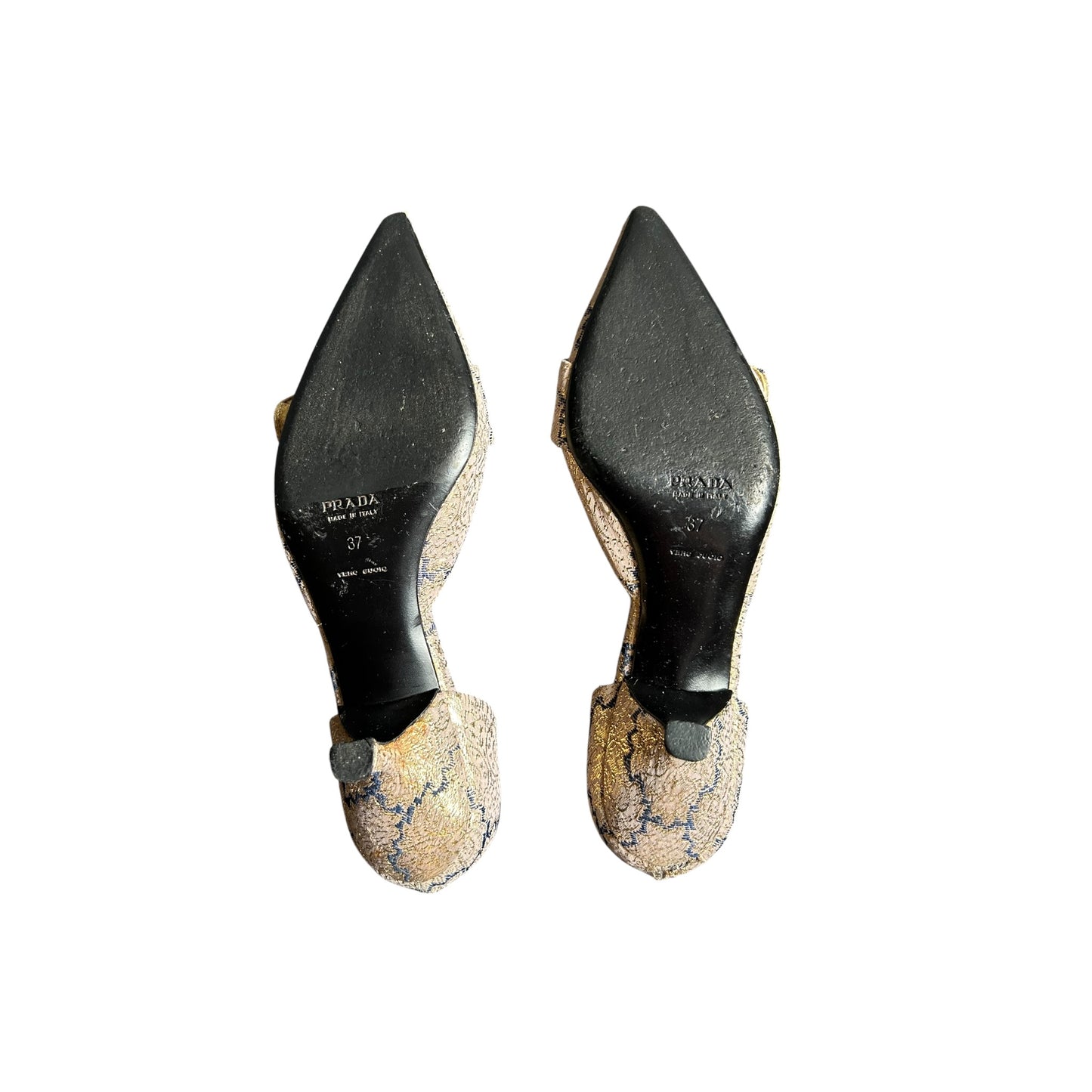 Vintage Prada SS2002 runway kitten jacquard heels / 37