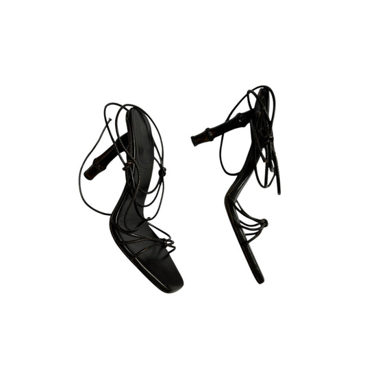 Vintage Gucci by Tom Ford bamboo brown wrap around heels / 38