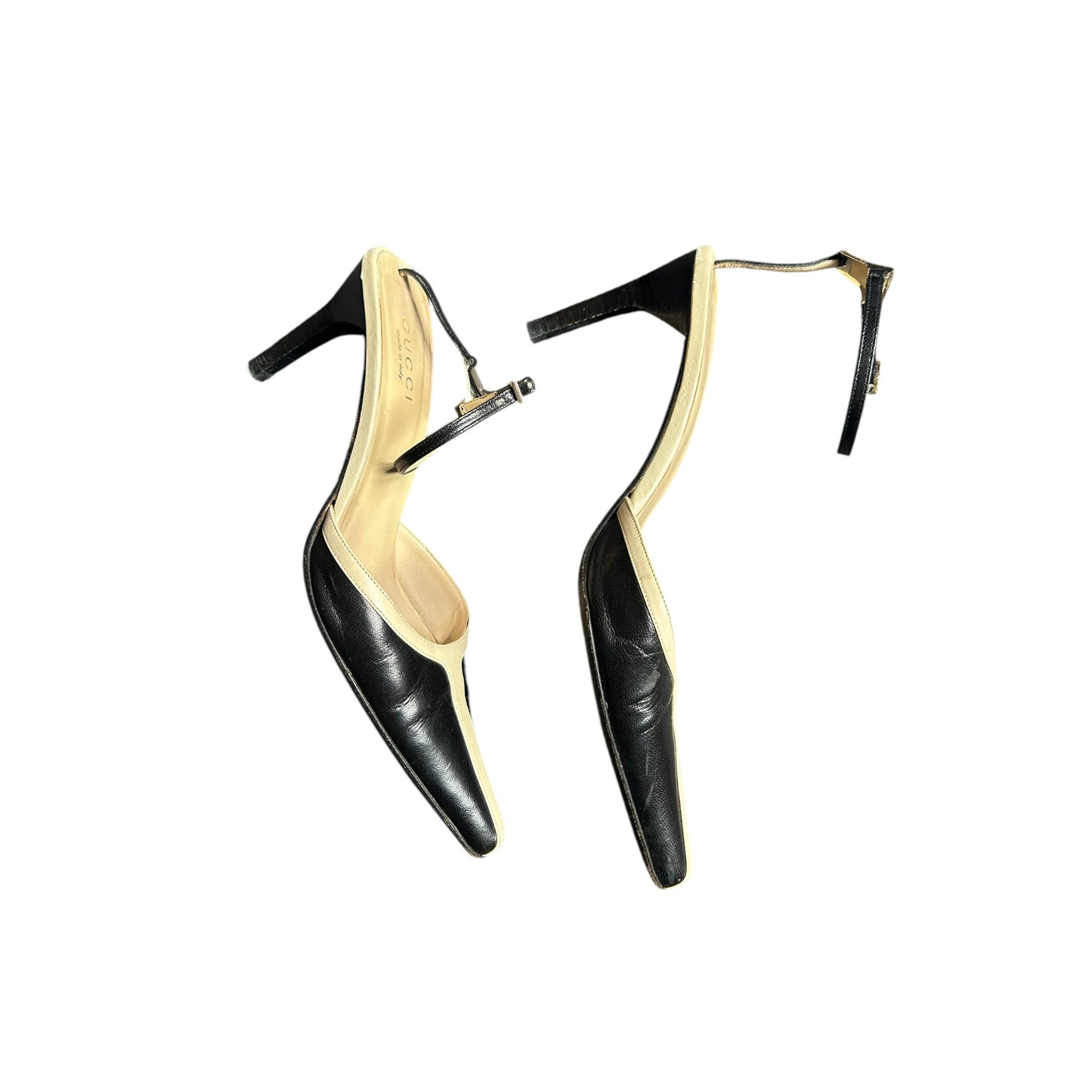Vintage Gucci by Tom Ford two tone strap ankle heels / 40.5