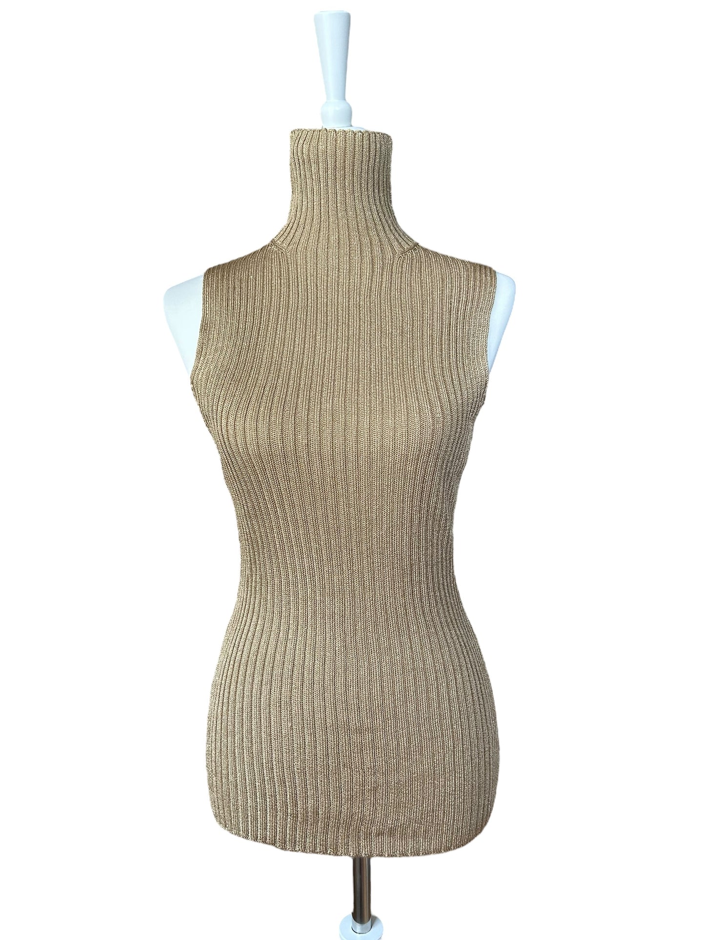 Vintage golden knitted turtleneck / L